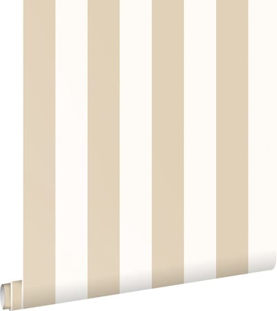ESTAhome behang strepen wit en lichtbeige - 53 cm x 10.05 m - 139913