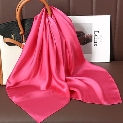 Luxe 21 Kleuren Effen Nek Das Sjaal Zijde Vierkante Sjaal Dames 70cm Haar Handpols Hoofddoek Hijab Bandana 70x70cm pink