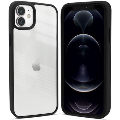 Coverzs telefoonhoesje geschikt voor Apple iPhone 12 / 12 Pro hoesje - doorzichtig acryl telefoonhoesje met gekleurde silicone rand - optimale bescherming - zwart