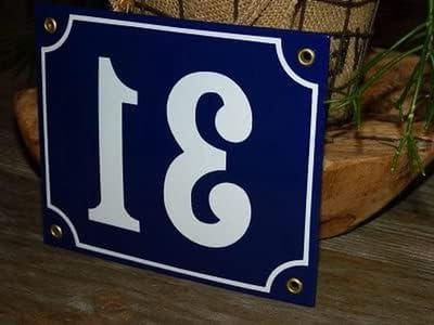 Emaille Huisnummer - Nummerbord Huis - Uiterlijk Verbeteren - Gebold Reliëf - 18x15 cm - Blauw