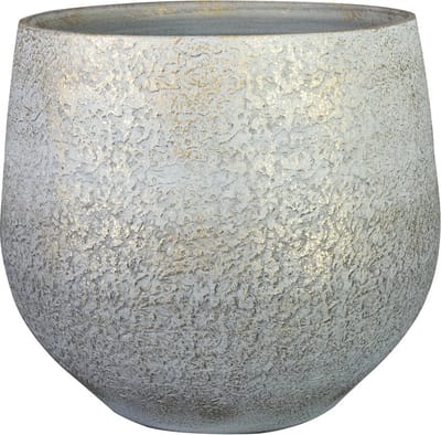 Ter Steege Plantenpot/bloempot - keramiek - metallic zilvergrijs/touch of gold - D23/H25 cm