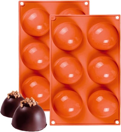 6 Cavity Silicone Mallen voor Halfronde Chocolade, Taart, Jelly en IJs - Perfecte Bakvormen voor Snoep en Desserts