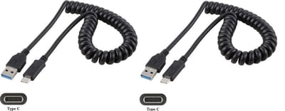 2 stuks OneOne 0,4m USB C spiraal kabel. Sterke laadkabel voor de auto. Oplaadkabel snoer past op Bose SoundLink Mini II Special Edition (alleen voor Mini 2 Special Edition)