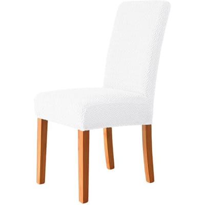 1 pièces housse de chaise Jacquard housses de siège en Spandex extensible couleur unie housses de siège de chaise pour salle à manger cuisine mariage Banquet hôtel 1-Pcs blanc