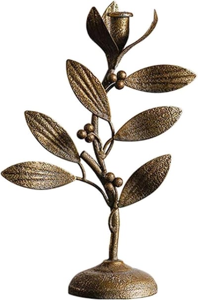 Smeedijzeren Kandelaar - Boomtak Houder - Sfeer Creëren - Antiek Bronzen Afwerking - 355 cm Hoog - Brons