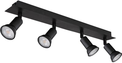 Plafondlamp Spotlight Spotlight zwart Plafondspots 4 vlammen Eetkamerlamp met verstelbare spots, metaal, 4x GU10 fitting, LxBxH 50x6x9 cm