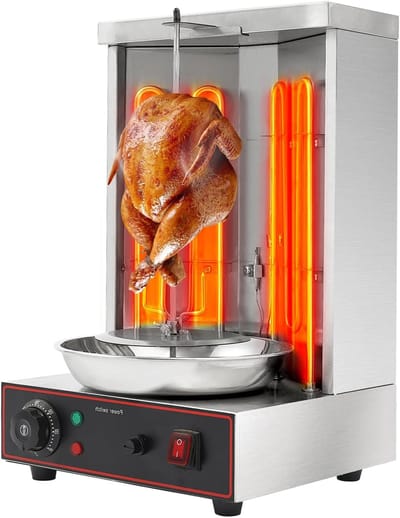 Elektrische Grill - Draaiende Spies - Thuis Kebab Maken - 3000W Vermogen - 295x30x48 cm - Zilver