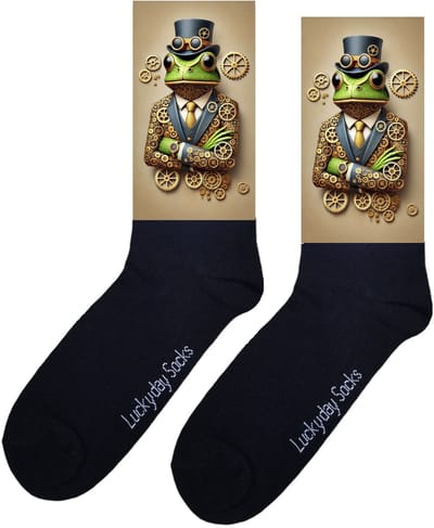 Steampunk - Opkikker - Verjaardag cadeau - Grappige sokken - Leuke sokken - hem haar sokken - Vrolijke sokken - Valentijn Cadeau - Kikker - Vintage - Kerst sokken - Vaderdag - Moederdag - Socks maken Happy - 37-44