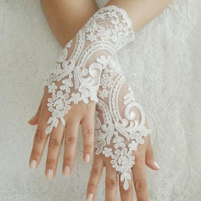 38 Stijlen Hol Kant Bloem Visnet Vingerloze Handschoenen Elegant Zonbescherming Dames Mesh Dans Bruiloft Wanten Handdecoratie One Size gray