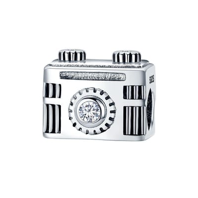 Camera fototoestel bedel | bedels voor armband | vintage zirconia bead | Zilverana | geschikt voor alle bekende merken | 925 zilver | moederdag