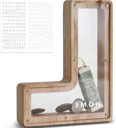 Houten Spaarpot, Transparant en Aanpasbaar voor Kinderen, Creatieve Bankbiljetten, Verjaardagscadeau en Huisdecoratie