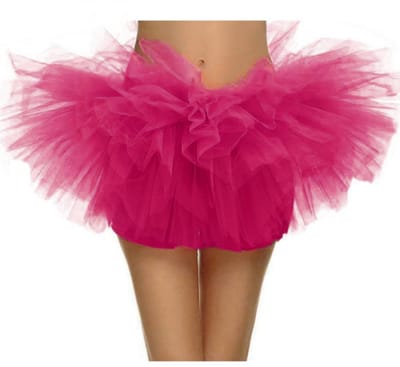 KIMU® Korte Tutu Donkerroze Tule Rokje - Maat XS S M - Roze Petticoat Rok Dames Meisje - Ballet Tulerokje Balletpakje Unicorn Vlinder Flamingo Festival
