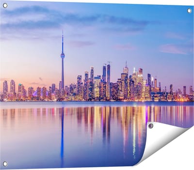 Gards Tuinposter Toronto Skyline in Canada - 80x60 cm - Tuindoek - Tuindecoratie - Wanddecoratie buiten - Tuinschilderij