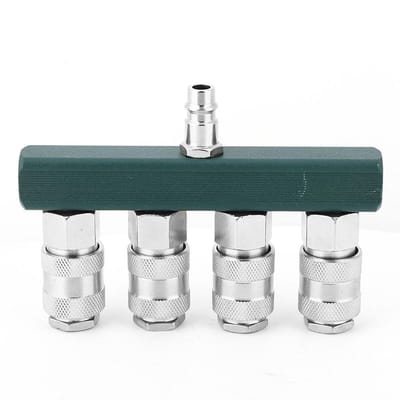 Dailygoods - Artillery Persluchtdispenser, 4-weg snelkoppeling, NPT 1/4 inch schroefdraad, luchtslangaansluiting gebruikt voor gasdistributie