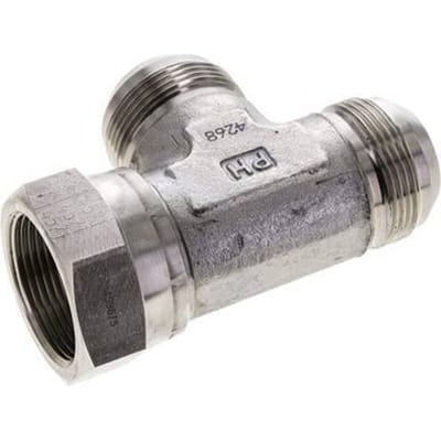 JIC T-koppeling UN 1-5/8''-12 Binnendraad x Buitendraad RVS 210 bar (2950.5psi)