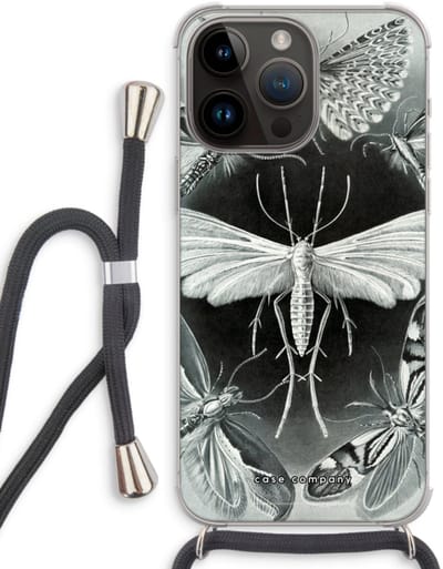 Case Company® - Hoesje met koord geschikt voor iPhone 14 Pro Max hoesje met Koord - Haeckel Tineida - Telefoonhoesje met Zwart Koord - Bescherming aan alle Kanten en Over de Schermrand