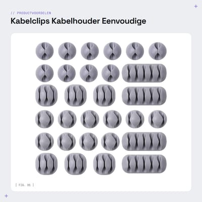 Dailygoods - Kabelclips - Kabelhouder - Eenvoudige installatie - Grijs - Kabelorganizer - Voor bureau en thuis - 30 Stuks