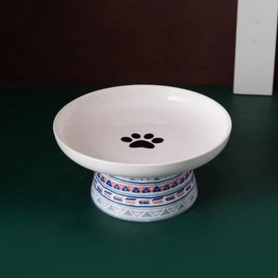 Keramische Kattenbak Huisdier Boheemse Voerbak Waterbak Kleine Honden Verhoogde Drink- en Eetbenodigdheden white