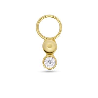 New Bling - 9NBG-O138 - 14K geelgoud – Oorbelhanger - per stuk – Zirkonia – 2.5x5mm