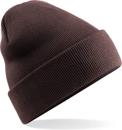 Beechfield basic winter muts/beanie donkerbruin acryl voor volwassenen - Winter Essentials/accessoires