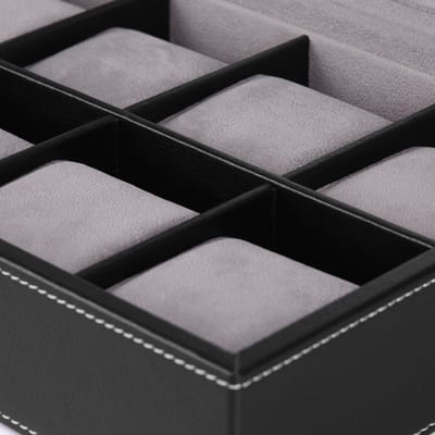 Zwarte Houten Horlogedoos voor 8 Horloges
