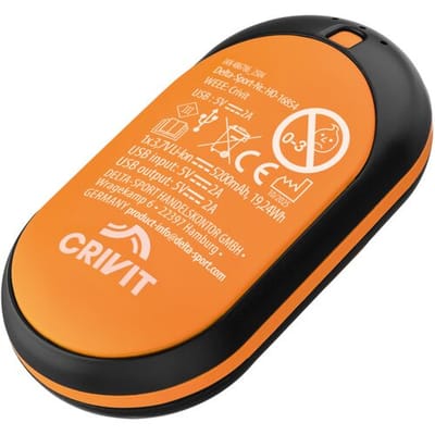 Crivit Outdoor Handwarmer - Oplaadbaar - Oranje / zwart - 3 instelbare tempraturen
