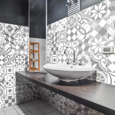 Zelfklevende tegelmuurstickers voor keuken en badkamer - 60 Azulejos Adamo cementtegelstickers - 60 stickers 20x20cm