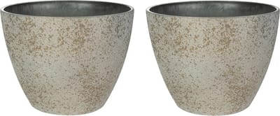 Ter Steege Bloempot/plantenpot - 4x - buiten - beige/goud - D13/H12 cm