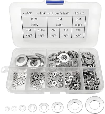 Washer set 360 stuks M2-M10 - RVS 304 - Inclusief opbergdoos - Voor montage en reparatie - ShopVlot