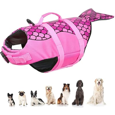 Honden Zwemvest Haai Hondenzwemvest met Reddingsgreep Ripstop Huisdier Drijfpak Ideaal voor Zwemveiligheid Hondenzwemvest Puppy Zwempak Hoge Kwaliteit S pink