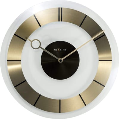 NeXtime - Stille Wandklok - 31 cm - Glas - Goud - 'Retro'