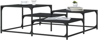 Salontafel Vierkant - Koffietafel Woonkamer - Decoratie Presenteren - Industrieel Metalen Frame - 107 x 107 x 40 cm - Zwart