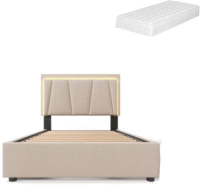 Gotagee Gestoffeerd bed opbergbed met 4 lades multifunctioneel bed geschikt voor de slaap- of logeerkamer platformbed 90x200cm Eenvoudig bed voor de slaapkamer Bed met opbergruimte Bed met matras