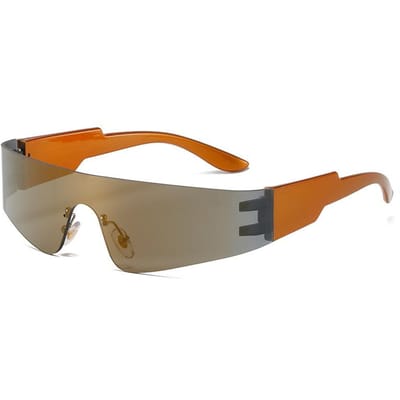 Lunettes de soleil tendance sans monture pour femmes Lunettes Steampunk Protection UV400 Lunettes de soleil miroir mode Hip Hop Unisexe