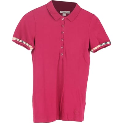 Burberry Brit poloshirt met ruitjesrand en korte mouwen in roodpaars katoen