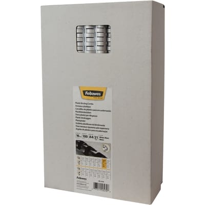 Bindrug Fellowes 16mm 21rings A4 wit 100 stuks
