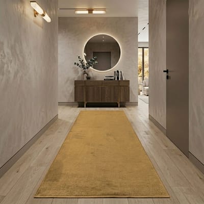 FLOORDIREKT Premium Tapijtloper Op Maat Azade - Hoogwaardig Jacquardgeweven - Aangenaam Zachte Katoenpool - Beige - 80 x 100 cm