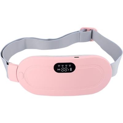 Elektrische Menstruatiekramp Massager Vibrerend Verwarmingskussen met Menstruele Buikwarmer Riem roze