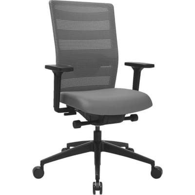 Topstar Sitness AirWork bureaustoel, met armleuningen, 3D auto-synchroon mechanisme, voorgevormde zitting, netrugleuning, grijs/zwart