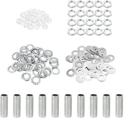 M10 schroefdraad 1,18 inch lampkabelkit met slot moeren sluitringen assortiment hardware voor kroonluchter plafondlicht DIY verzinkt