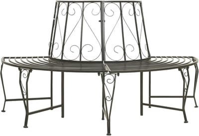 Tuinbank Halfrond - Buitenbank Metaal - Ontspannen in Tuin - Stabiele Constructie - 160 cm Lengte