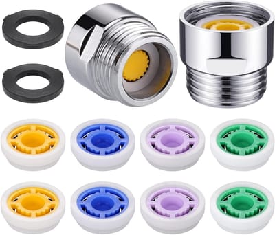 2 Stuks Douche Doorstroombegrenzer Set 1/2 Inch Draadmaat, Verminder Doucheflow 4-7L/min, Inclusief G1/2 Adapter voor Handdouche en Vaste Douchekop