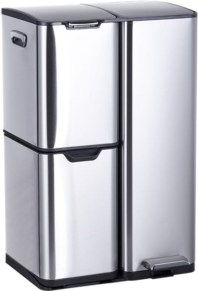 Prullenbak 3 vakken - 60 l - softclose - rvs