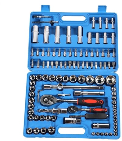 Dopsleutelset 108 Delig – 1/4 & 1/2 Ratelsleutel – Met Bitset & Verlengstukken – Opbergkoffer – Auto & Werkplaats