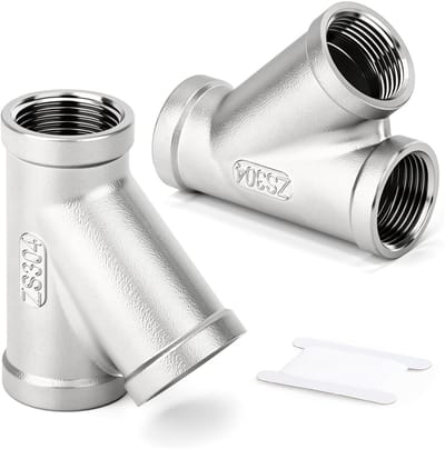 Dailygoods- T-stukken 304 Roestvrij Staal - Y-vormige Koppeling - 3/4" Vrouwelijke BSP - 45 Graden Waterverdeler - Luchtdicht - Eenvoudige Installatie - Driewegkoppeling