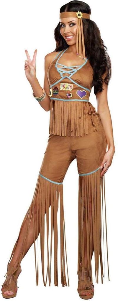 Hippie Pakje Volwassenen Vrouwen Bruin Cowboys en Indianen Maat XL