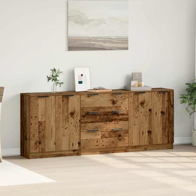 vidaXL - Dressoirs - 3 - st - 60x30x70 - cm - bewerkt - hout - oud - houtkleurig