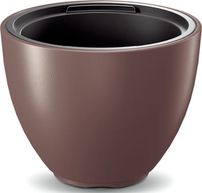 Prosperplast Plantenpot/bloempot Sevilla - buiten/binnen - kunststof - mahonie bruin - D30 x H23 cm - met binnenpot