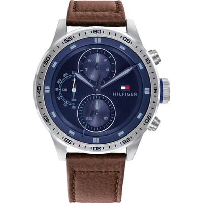 Tommy Hilfiger Trent 1791807 Horloge - Leer - Bruin - Ø 46 mm