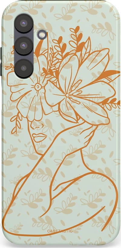 Casetastic hoesje geschikt voor Samsung Galaxy A25 - Dubbellaagse bescherming - Minimal Bloom - Fashion Case - Crème Lichtgrijs